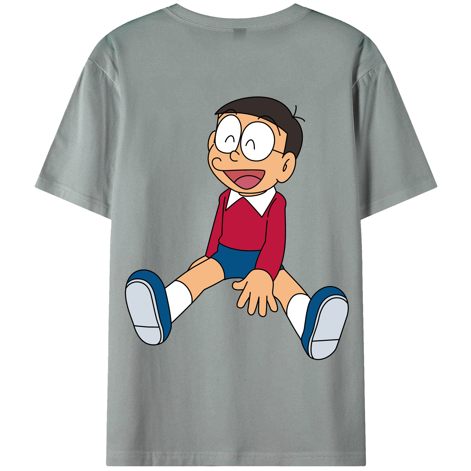 （画像用） ドラえもん 野比 のび太 Doraemon Nobita Nobi 綿100％ メンズ半袖Tシャツ（バックプリント） 通気性